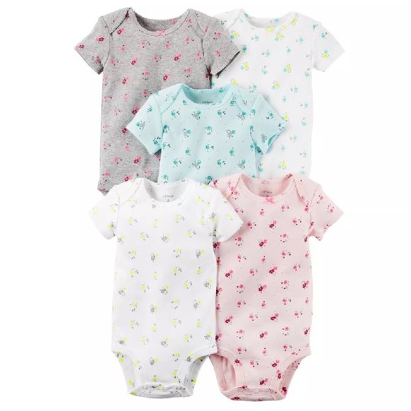 Carter's - 5-pack Floral Graphic Bodysuits - Picture 1 of 5